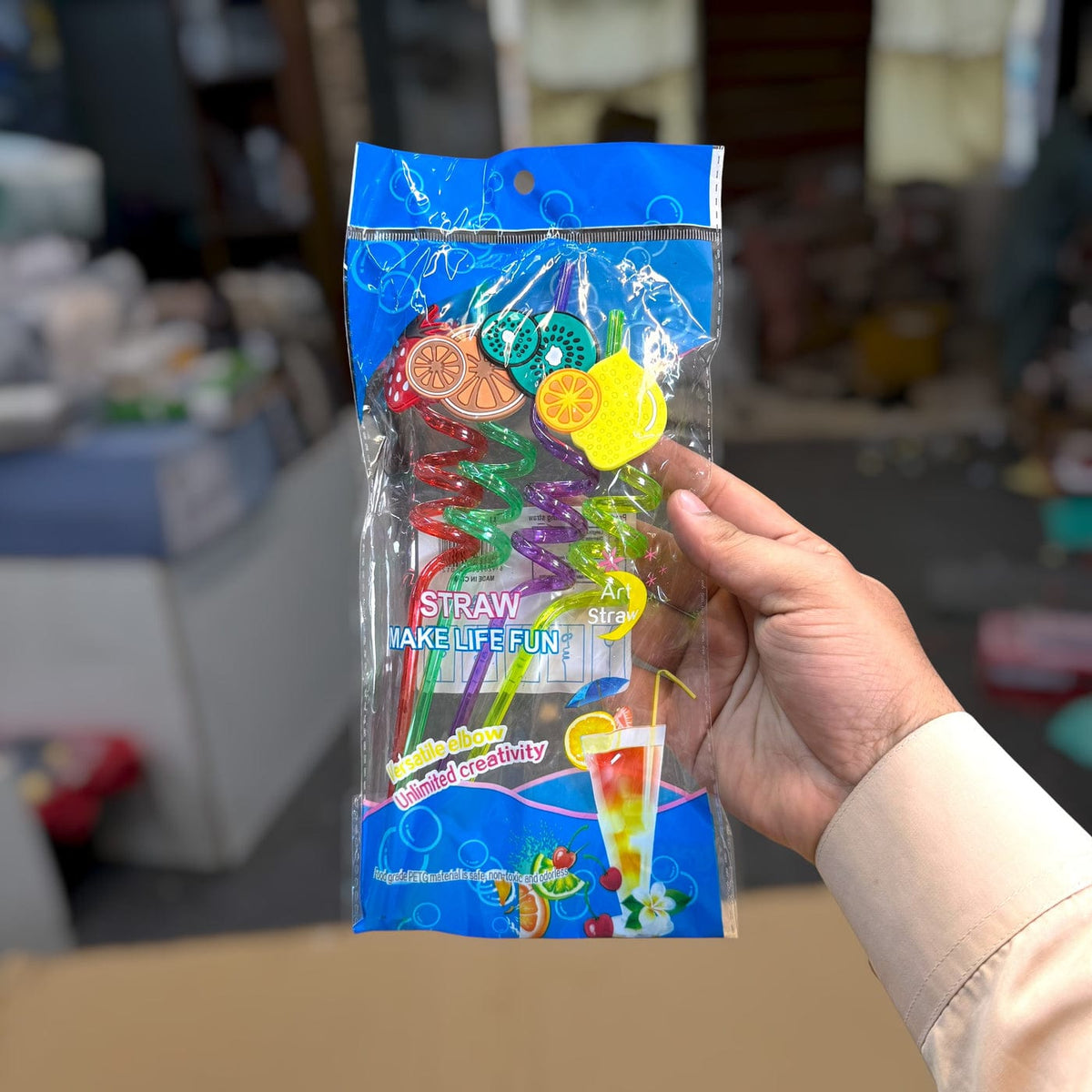 Big Size Cartoon Theme Cute Plastic Straw for Children, Reusable Straws for Drink Juice, Holiday, Party Decoration and Birthday Return Gifts (Multicolor) (Fruits)