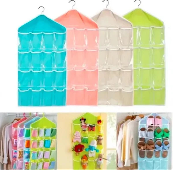 16 Pocket Durable Clear Door Fordable Wardrobe Storage Organizer Hanging Bag