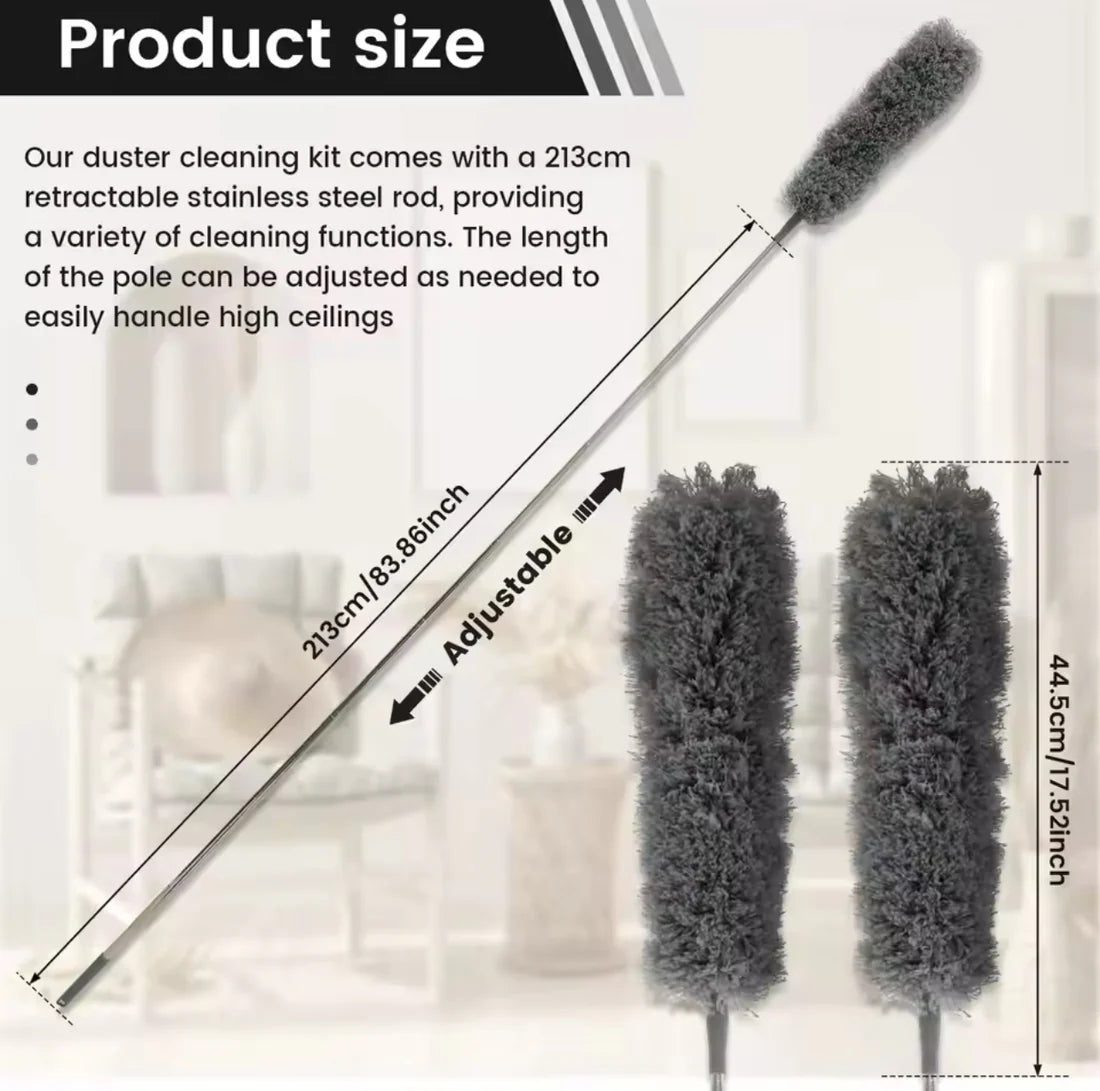 Flexible Microfibre Long Rod Grey Duster