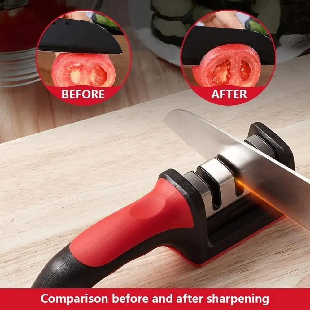 Kitchen Knife Sharpener Adjustable 4 in 1 Manual Knife & Scissor Sharpener | Professional Multi-Stage Blade Sharpening Tool | Universal Sharpening Stone for Kitchen Knives, Scissors & Blades | Durable Compact Knife Sharpener for Home & Professional Use