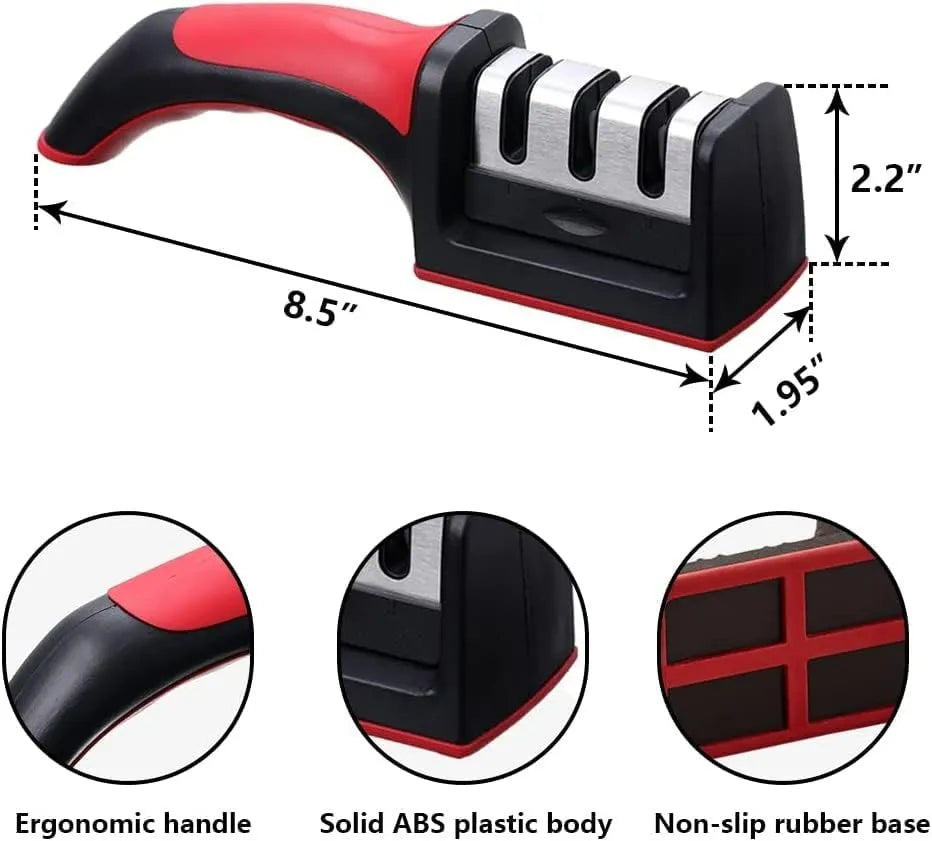 Kitchen Knife Sharpener Adjustable 4 in 1 Manual Knife & Scissor Sharpener | Professional Multi-Stage Blade Sharpening Tool | Universal Sharpening Stone for Kitchen Knives, Scissors & Blades | Durable Compact Knife Sharpener for Home & Professional Use