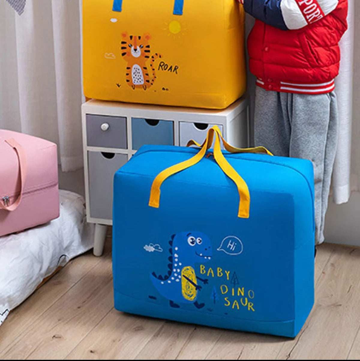 Baby Dinosaur Cloth Organizer and Storage Box Large Size Childbirth Bag Foldable Travel Duffel Bag Tox Box