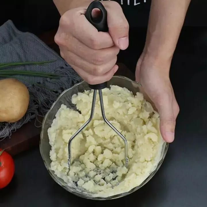 Potato Vegetable Masher Mash Crush Kitchen Tool with Black Handle