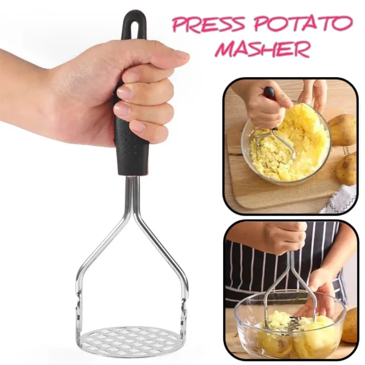 Potato Vegetable Masher Mash Crush Kitchen Tool with Black Handle