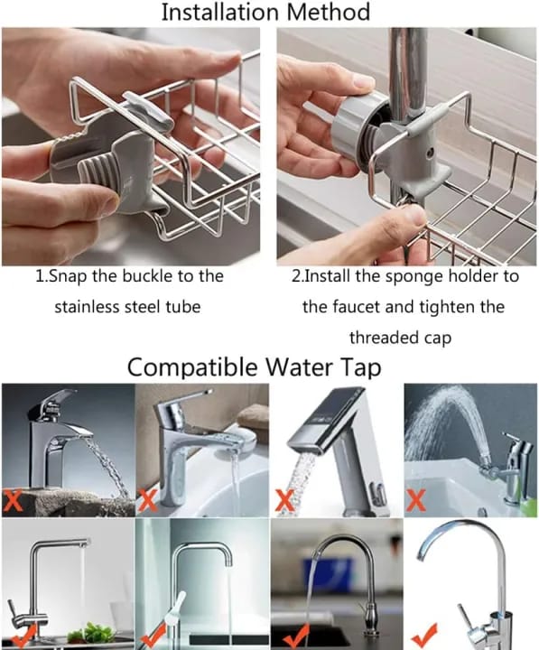 Stainless Steel Kitchen Sponge Holder Soap Dishwashing Liquid Drainer Rack Faucet Storage Rack Drain Basket For Bathroom Sink