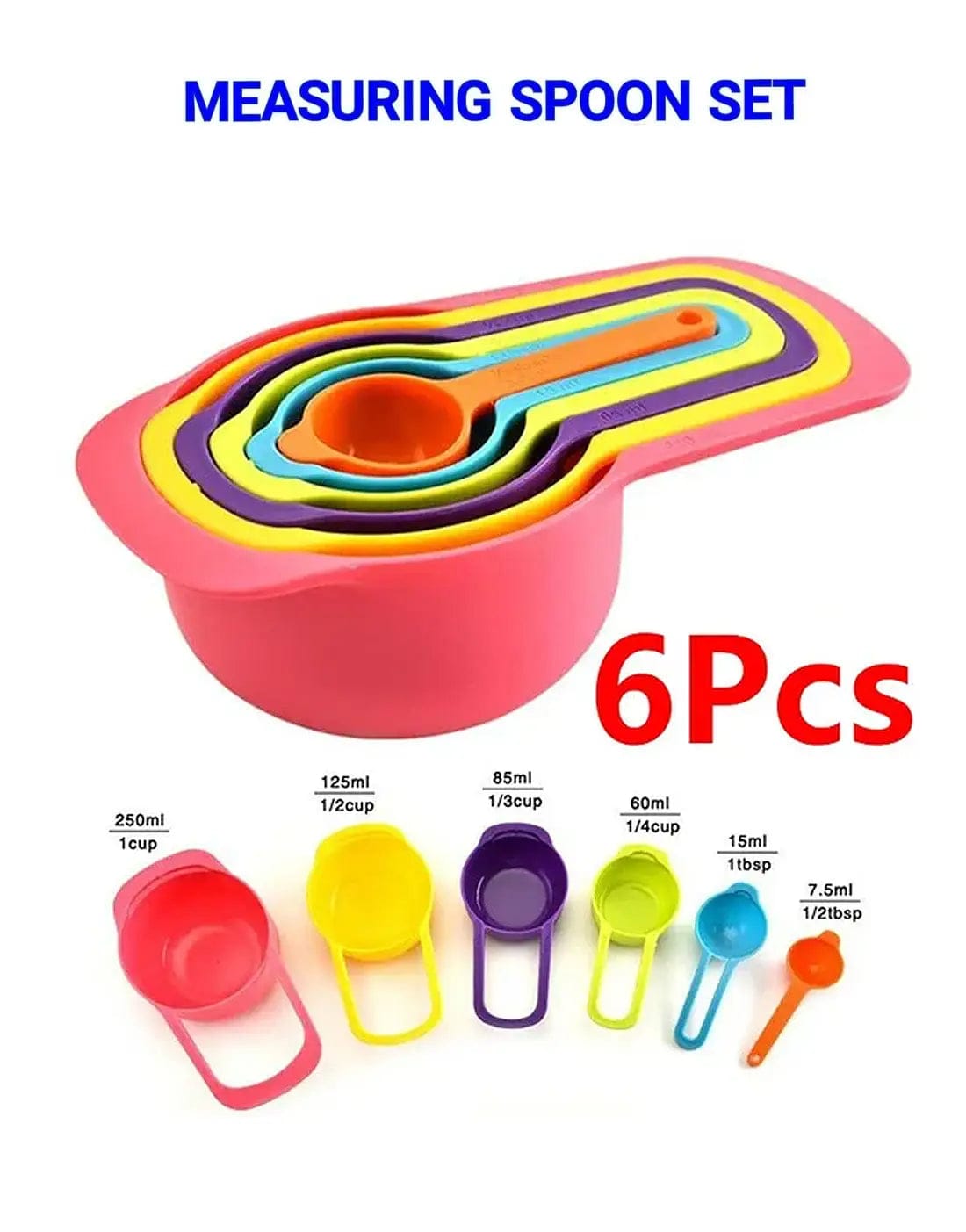 Measuring cups and spoons Plastic Measuring Cup Set Measuring Tools 6pcs Measuring Spoon for Liquid Powder