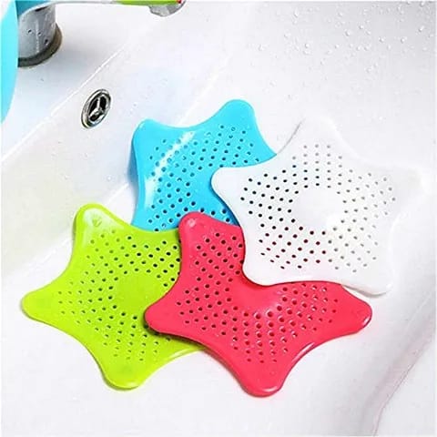 Silicone Sink Drain Drainer Filter Five-Pointed Sea Star Drain Cover, Kitchen Rubber Sink Strainer, Hair Catcher, Drain Protector, Shower Sink Stopper, Leakage Filter for Kitchen and Bathroom