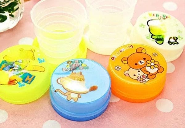 Portable Folding Collapsible Magic Cup Folding Glass Portable Folding Collapsible Magic Cup Folding Glass | Folding Magic Cup For Kids | Cartoon Printed Plastic Foldable Magic Cup For Boys & Girls