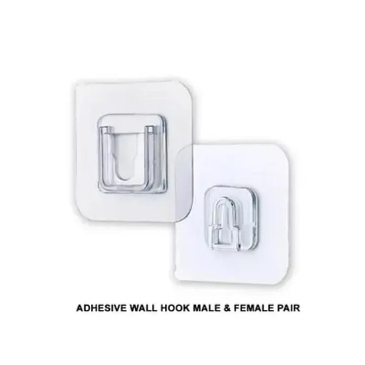 Double sided adhesive wall hook , Wall Hooks , Double Wall Hooks , Suction Hook , stick hook , Wall-Sticking Hooks Without Punching and Nails, Waterproof and Oil-Proof, Heavy-Duty Self-Adhesive Hooks for Bathroom and Kitchen (Pack of 1)