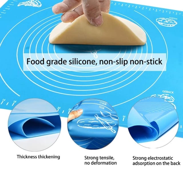 Non-Stick Silicone Baking Mat With Measurements Heat Resistant Cookie Sheet Oven Liner (Multi color) 40x50 cm