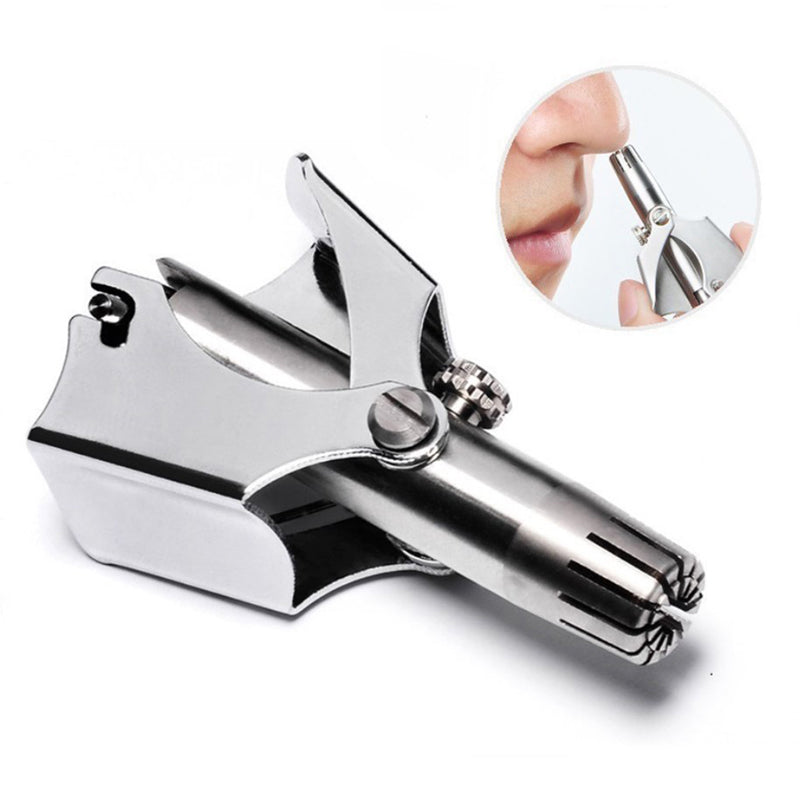 Manual Stainless Steel Nose Hair Trimmer for Men & Women – Pain-Free Portable Personal Care Nasal & Ear Hair Remover, Rotary Blade Nose Shaver Grooming Tool, Washable Reusable Face Hair Cutter, Compact Travel-Friendly Vibrissa Razor for Safe & Precise