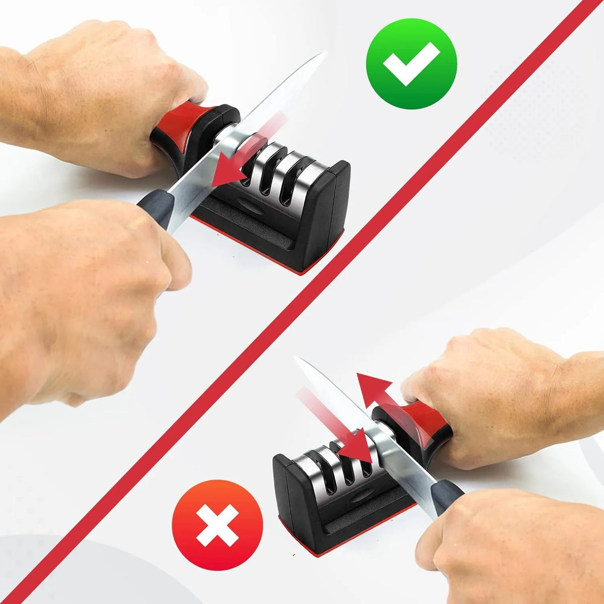 Kitchen Knife Sharpener Adjustable 4 in 1 Manual Knife & Scissor Sharpener | Professional Multi-Stage Blade Sharpening Tool | Universal Sharpening Stone for Kitchen Knives, Scissors & Blades | Durable Compact Knife Sharpener for Home & Professional Use