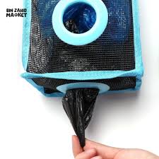 Plastic Bag Holder, Shopper Holder, Hanging Folding Mesh Garbage Bag , Transparent Grocery Bag Dispenser for Kitchen