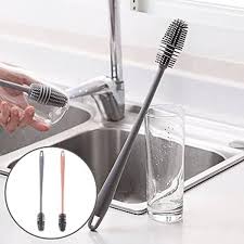 Reusable Bottle, Scratch Free Silicone Bottle Brush Cleaner, Dishwasher Safe, Grey Silicone Cup Brush Glass Cleaner Kitchen Cleaning Tool Long Handle Drink Bottle Glass Cup Cleaning Brush