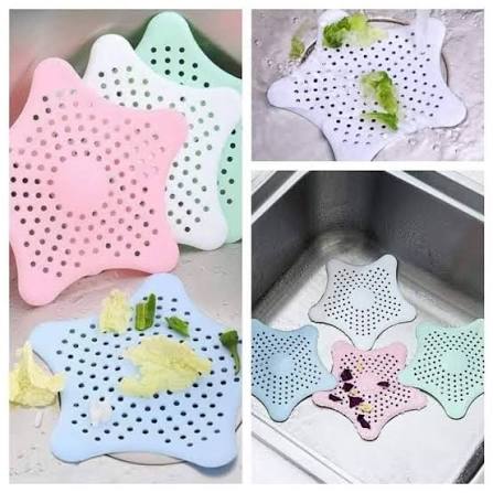 Silicone Sink Drain Drainer Filter Five-Pointed Sea Star Drain Cover, Kitchen Rubber Sink Strainer, Hair Catcher, Drain Protector, Shower Sink Stopper, Leakage Filter for Kitchen and Bathroom