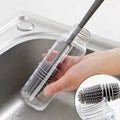 Reusable Bottle, Scratch Free Silicone Bottle Brush Cleaner, Dishwasher Safe, Grey Silicone Cup Brush Glass Cleaner Kitchen Cleaning Tool Long Handle Drink Bottle Glass Cup Cleaning Brush