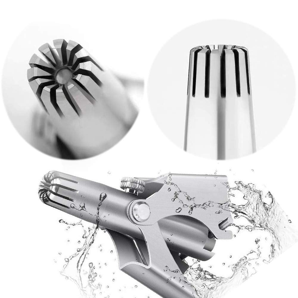 Manual Stainless Steel Nose Hair Trimmer for Men & Women – Pain-Free Portable Personal Care Nasal & Ear Hair Remover, Rotary Blade Nose Shaver Grooming Tool, Washable Reusable Face Hair Cutter, Compact Travel-Friendly Vibrissa Razor for Safe & Precise