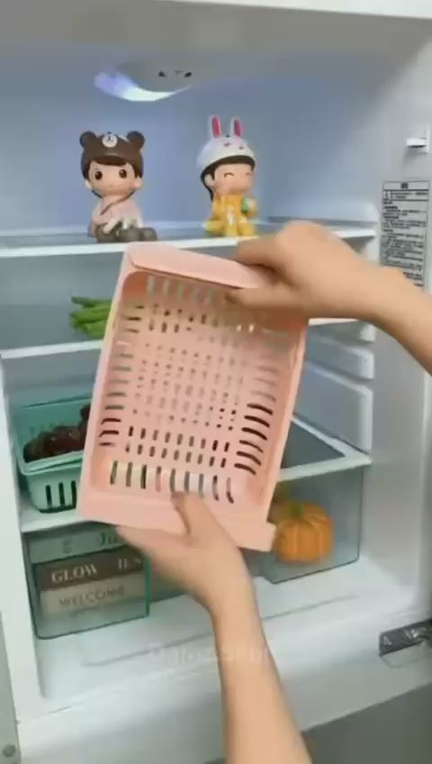 Adjustable Fridge & Kitchen Plastic Basket Food & Cutlery Storage Basket