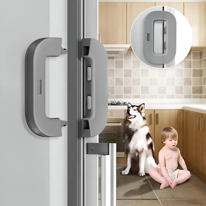 PREMIUM QUALITY POWERFUL Fridge Lock Adhesive Self Locking Child Safety Door Locks Refrigerator Door Lock with Double Press Unlock Baby Safety & Food Protection
