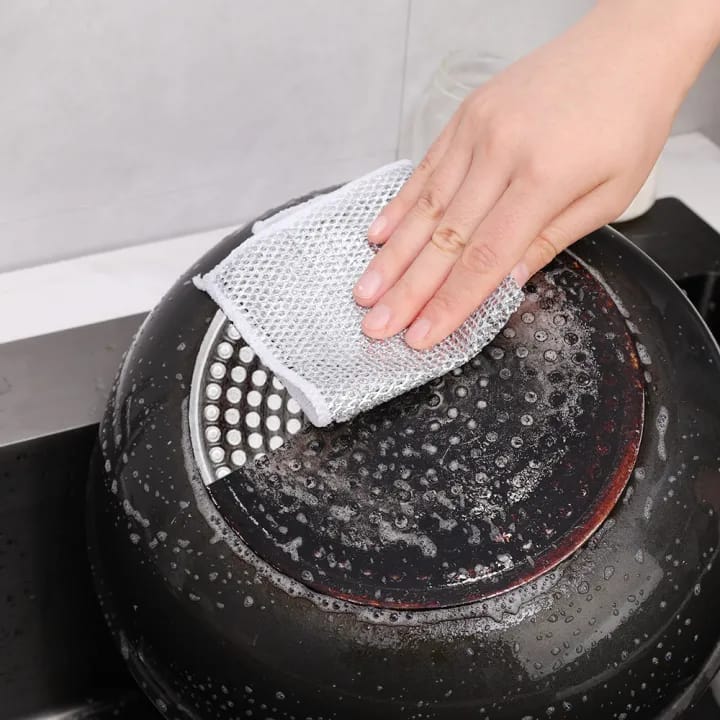 Pack of 10 Magic Dishcloth Wire Cleaning Cloths | Thickened Double & Sigle Sided Dishwashing Rags | Silver Kitchen Pot Washing Towels | Metal Steel Wire Rags Alternative | Non-Scratch Multipurpose Reusable Cleaning Cloths for Dishes, Sinks, Counters