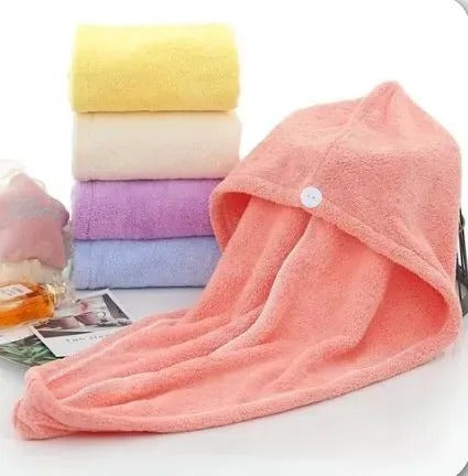Quick Dry Bath Hair Drying Towel Head Wrap Hat Super Absorbent Shower Cap For Women And For Girls (Random Colors)