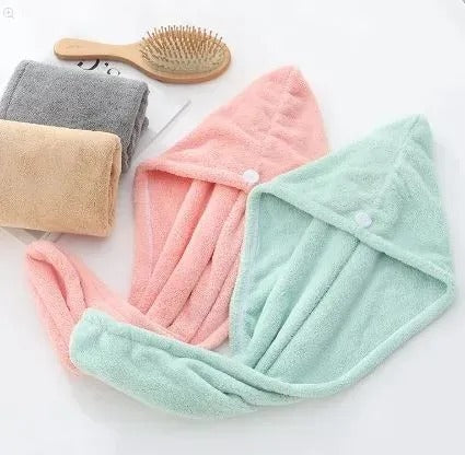 Quick Dry Bath Hair Drying Towel Head Wrap Hat Super Absorbent Shower Cap For Women And For Girls (Random Colors)