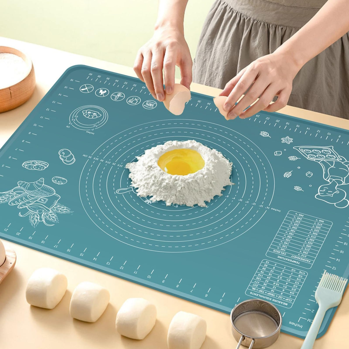 Non-Stick Silicone Baking Mat With Measurements Heat Resistant Cookie Sheet Oven Liner (Multi color) 40x50 cm